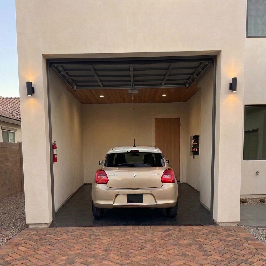 Single garage PVC flooring installation