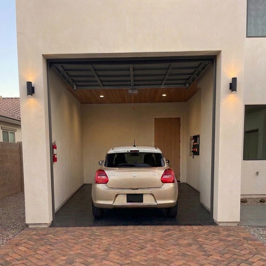Single garage PVC flooring installation